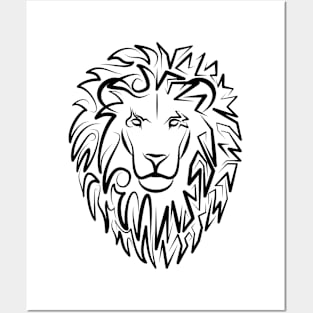 Black and White Tribal Lion Posters and Art